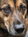 sad dog looking helpless to the camera, extremely closeup shot, macro Royalty Free Stock Photo