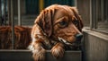 Sad dog at the shelter canine sad animal lonely homeless concept Royalty Free Stock Photo