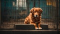 Sad dog at the shelter canine sad animal lonely