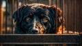 Sad dog at the shelter canine