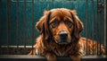 Sad dog shelter canine sad animal lonely homeless concept adopt cute fence