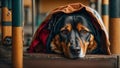 Sad dog at the shelter canine sad animal lonely homeless Royalty Free Stock Photo