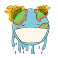 Sad earth due to Amazon Fires, Australia Bush Fires and now Corona Virus. Royalty Free Stock Photo