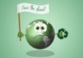 Sad earth with recycle symbol Royalty Free Stock Photo