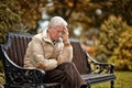 Sad elderly man outdoors Royalty Free Stock Photo