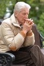 Sad elderly man outdoors Royalty Free Stock Photo