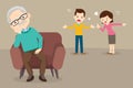 Sad Elderly man unhappy family couple quarrelling