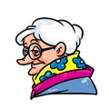 Sad elderly woman grandmother character looking sad