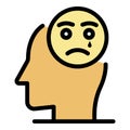 Sad emoji depression icon color outline vector