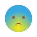 Sad emoji icon. Gradient face expression. Blue yellow tone. Vector symbol illustration. Royalty Free Stock Photo