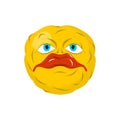 Sad emoticon. Crazy Emoji. Sorrowful emotion. Yellow ball head