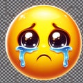 A sad emoticon crying image. Emoticon vector illustration.