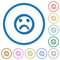 Sad emoticon icons with shadows and outlines Royalty Free Stock Photo