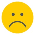 Sad emoticon. Unhappy face icon. Yellow flat emoji