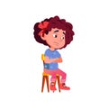 Sad Emotion Girl Child Sitting On Chair Vector