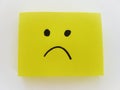Sad expression. Simple yellow note Royalty Free Stock Photo