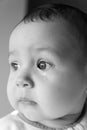 Sad face baby. A tear on the face Royalty Free Stock Photo