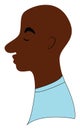 Sad face of a bald man wearing a blue shirt vector color drawing or illustration