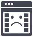 Sad face on browser window, indicating video playback error, broken media content Royalty Free Stock Photo