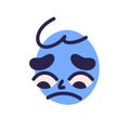 Sad face expression of cute circle head avatar. Unhappy emotion of sorrow, grief, frustration. Disappointed upset Royalty Free Stock Photo