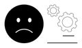 Sad Face Icon with Mechanical Gears Symbolizing Problem-Solving Challenges or System Errors Royalty Free Stock Photo