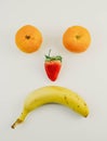 Sad face made up with pieces of fruit Royalty Free Stock Photo