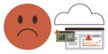Cloud Computing Error With Sad Face and Warning Signs on Data Analytics Charts Royalty Free Stock Photo