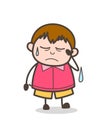 Sad Face with Sweat - Cute Cartoon Fat Kid Illustration Royalty Free Stock Photo