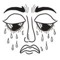 Sad Face Vector Illustration with Teardrops Expressing Emotion and Sorrow Royalty Free Stock Photo