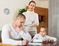 Sad family having financial problems Royalty Free Stock Photo