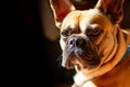 Sad Fawn French Bulldog lying in the sun on a lazy Sunday Royalty Free Stock Photo