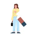 Sad female character being erased with eraser flat style, vector illustration Royalty Free Stock Photo