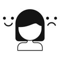 Sad female menopause icon simple vector. Aging flash hot