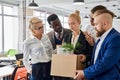 Sad female is unhappy to leave work place