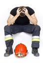 Sad fireman Royalty Free Stock Photo