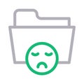 Sad folder vector color line icon Royalty Free Stock Photo