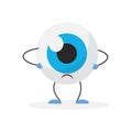 Sad funny human eyeball character with disappointed expression