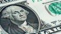 Sad George Washington on Close up macro of one dollar bill Royalty Free Stock Photo