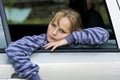 Sad girl in car Royalty Free Stock Photo