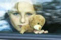 Sad girl in car Royalty Free Stock Photo