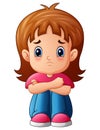 Sad girl cartoon sitting alone Royalty Free Stock Photo