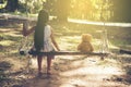 Sad girl feeling alone in the park concept Royalty Free Stock Photo