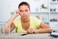 sad girl phone Royalty Free Stock Photo