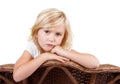 Sad girl sitting in chair Royalty Free Stock Photo