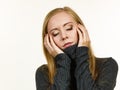 Sad girl in warm season clothing Royalty Free Stock Photo