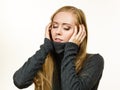 Sad girl in warm season clothing Royalty Free Stock Photo