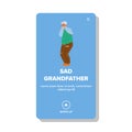 Sad Grandfather Feeling Alone And Crying Vector