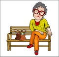 Sad Grandma Cartoon vector