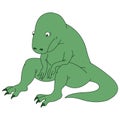 Cute green dinosaur in depression