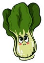Sad green lettuce, illustration, vector